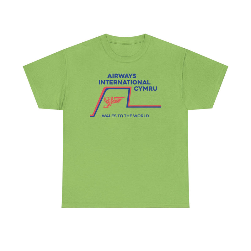 Load image into Gallery viewer, Airways International Cymru Wales To The World Vintage Airline Logo T-shirt