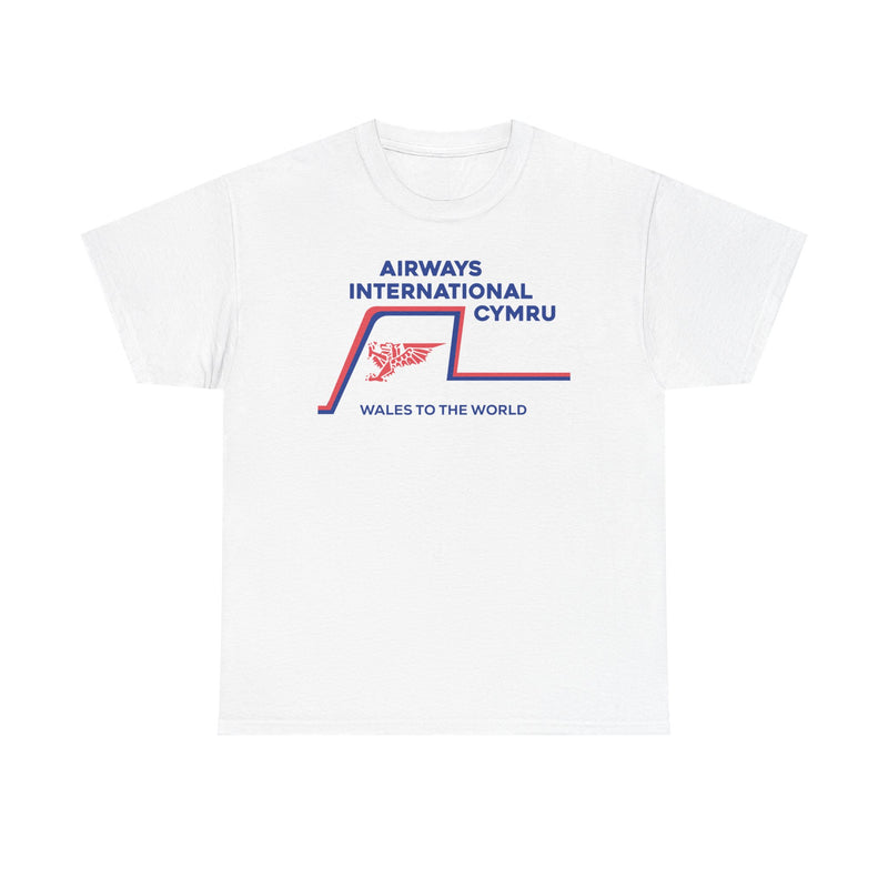 Load image into Gallery viewer, Airways International Cymru Wales To The World Vintage Airline Logo T-shirt