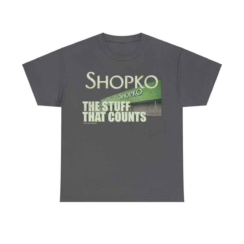 Load image into Gallery viewer, Shopko Retail Store The Stuff That Counts Green Black Nostalgic Logo T-shirt