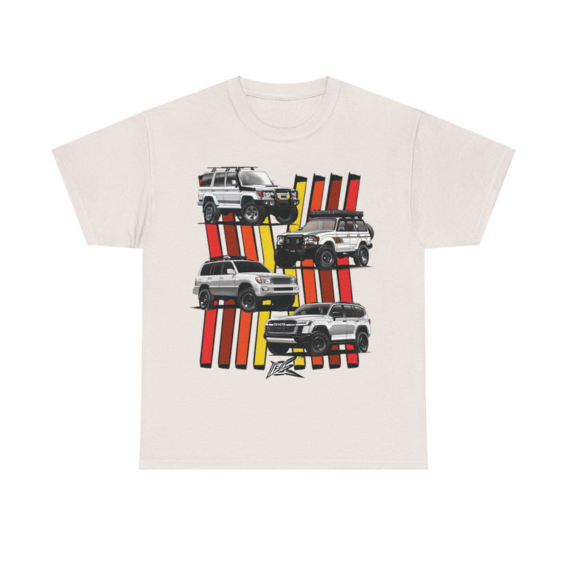 Load image into Gallery viewer, Toyota Land Cruiser Generations Retro TRD Racing Banner Car T-shirt