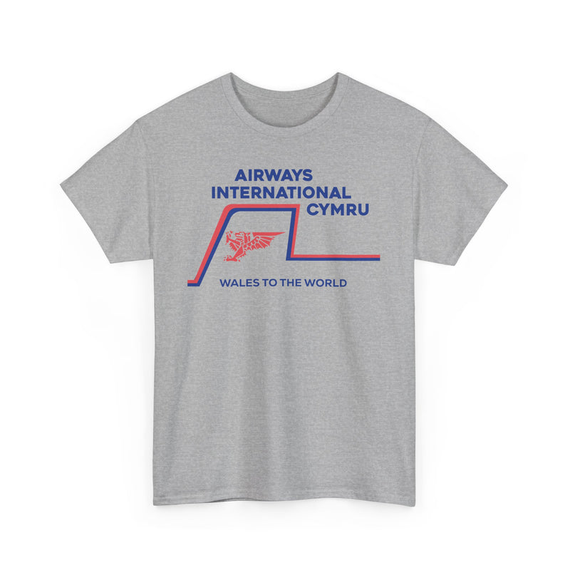 Load image into Gallery viewer, Airways International Cymru Wales To The World Vintage Airline Logo T-shirt