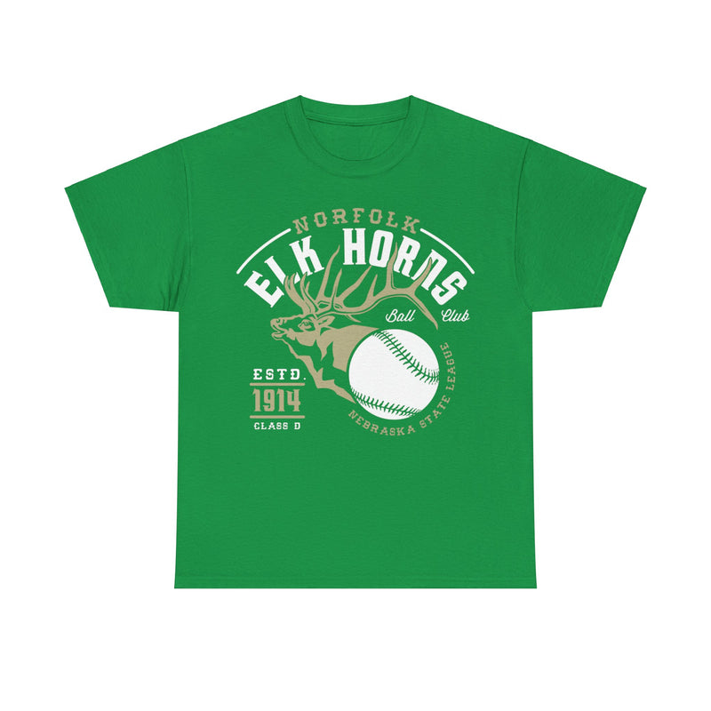 Load image into Gallery viewer, Norfolk Elk Horns Est 1914 Nebraska Baseball T-shirt