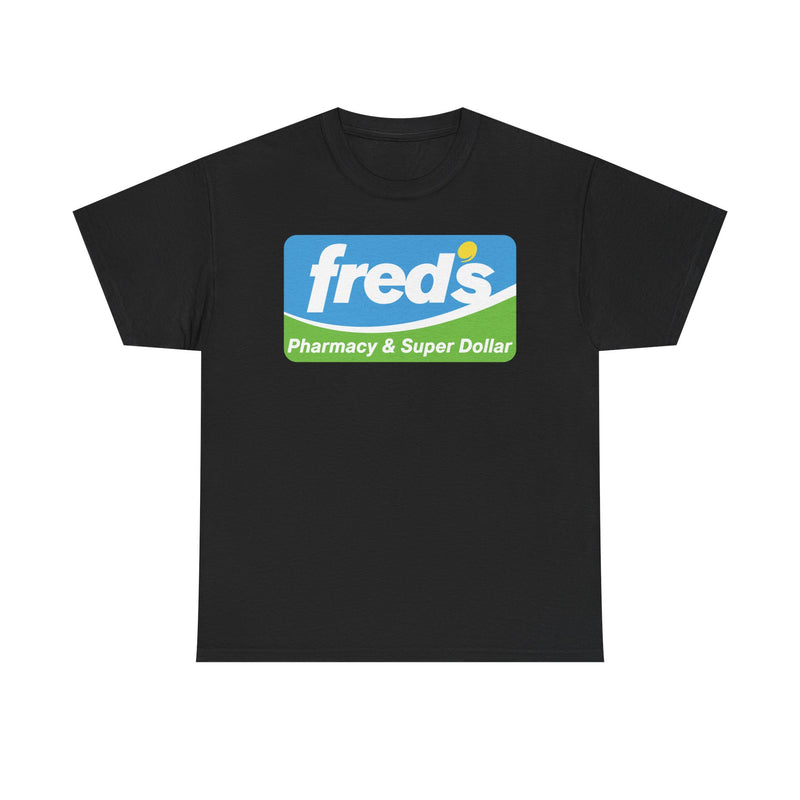 Load image into Gallery viewer, Fred's Pharmacy & Super Dollar Blue Green Retro Logo T-Shirt