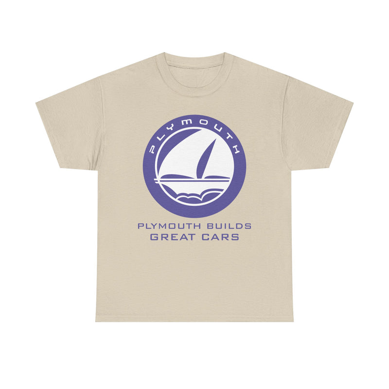 Load image into Gallery viewer, Plymouth Builds Great Cars Sailboat Purple Logo Vintage T-shirt
