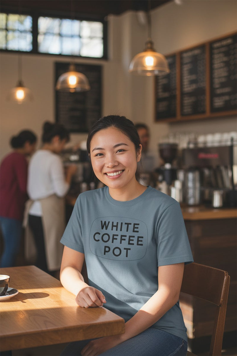 Load image into Gallery viewer, White Coffee Pot T-Shirt - Restaurant Industry Defunct Logo Tee