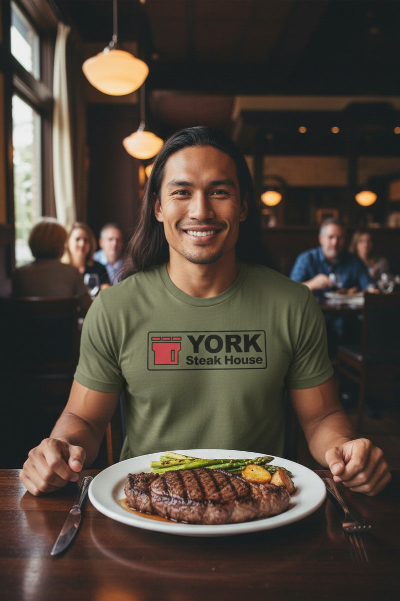 Load image into Gallery viewer, York Steak House T-Shirt - Steakhouse Industry Defunct Logo Tee