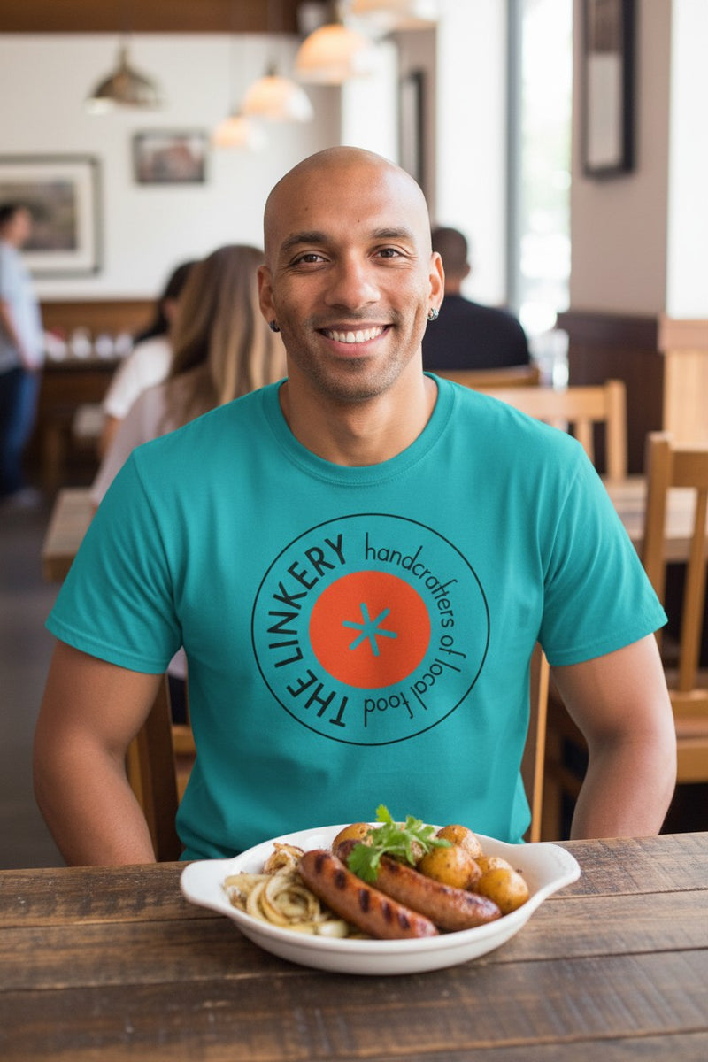 Load image into Gallery viewer, The Linkery T-Shirt - Restaurant Industry Defunct Logo Tee