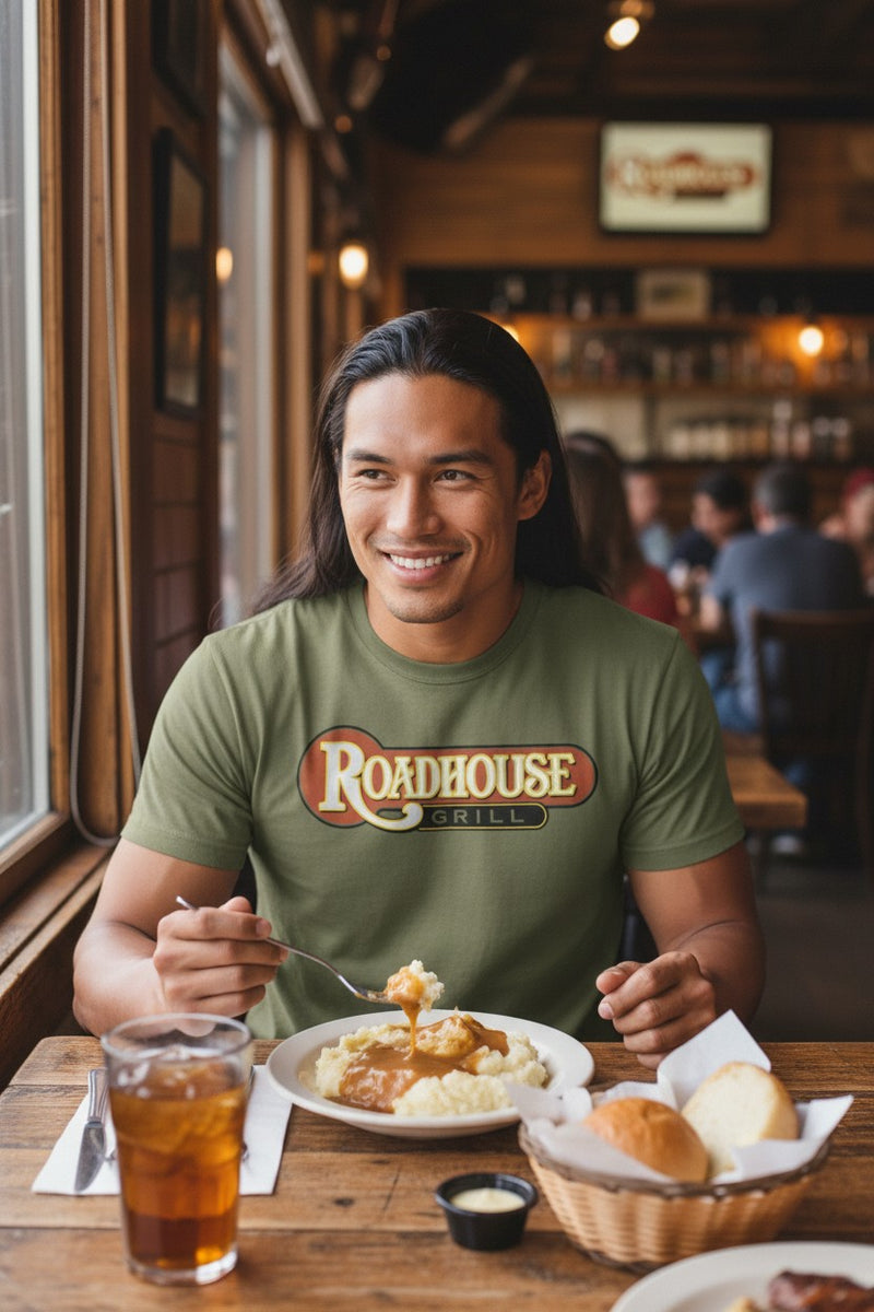 Load image into Gallery viewer, Roadhouse Grill T-Shirt - Restaurant Industry Bankrupt Logo Tee