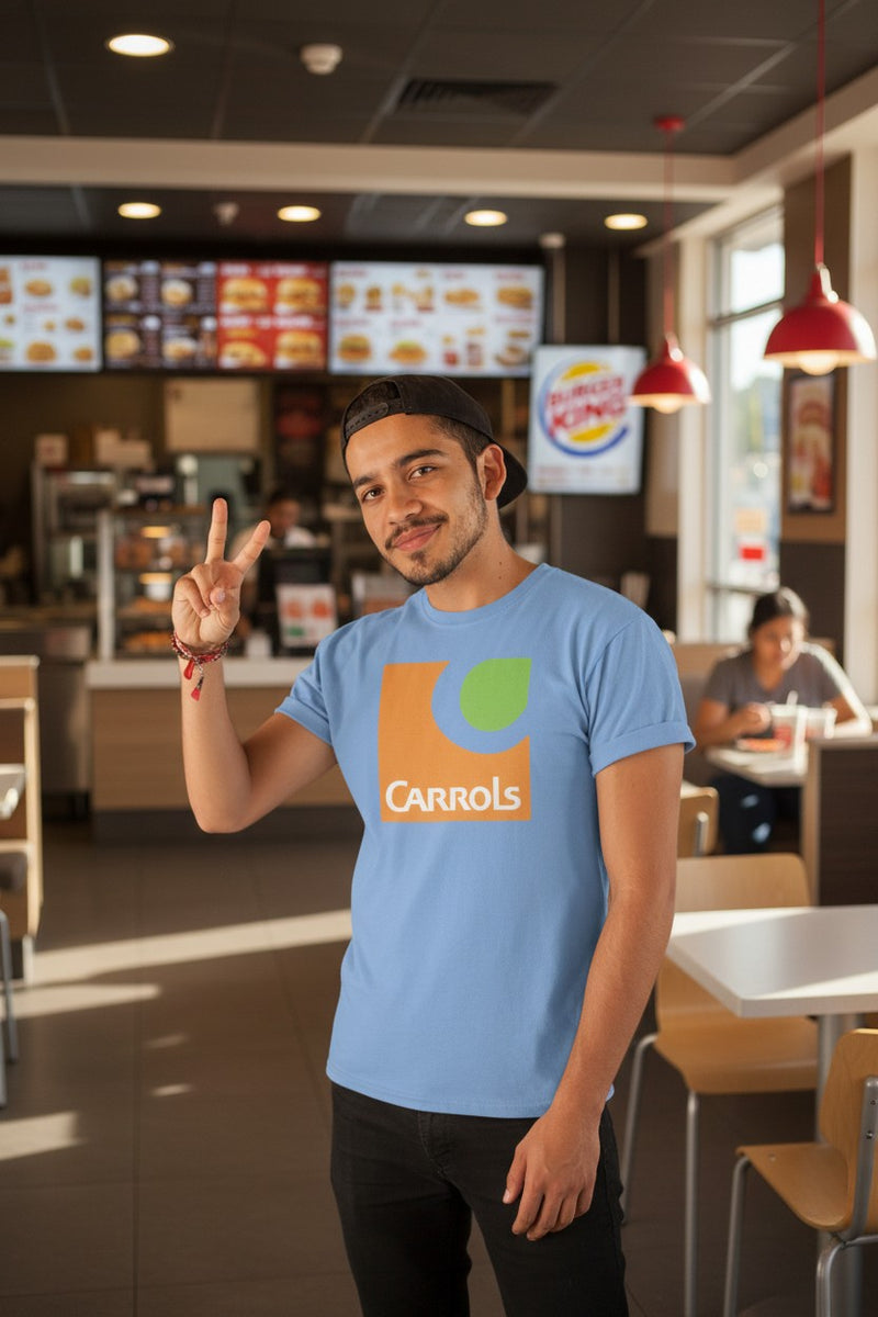 Load image into Gallery viewer, Carrols Restaurant Group T-Shirt - Fast Food Industry Defunct Logo Tee