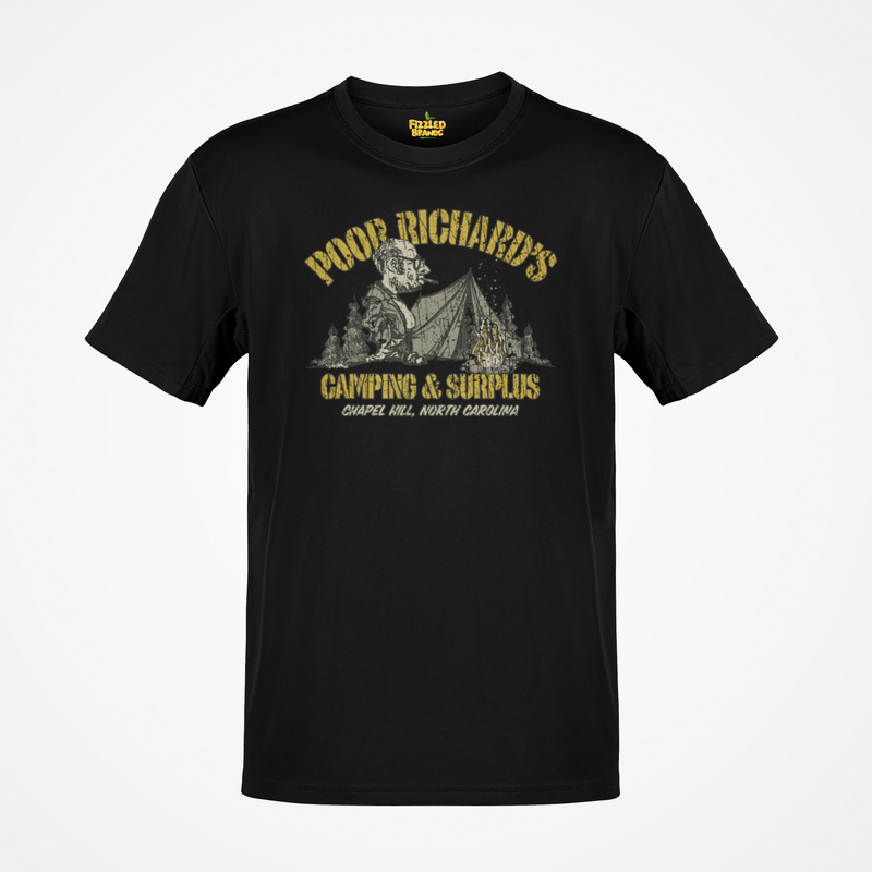 Load image into Gallery viewer, Poor Richards Camping Surplus 1968 Distressed Print T-shirt