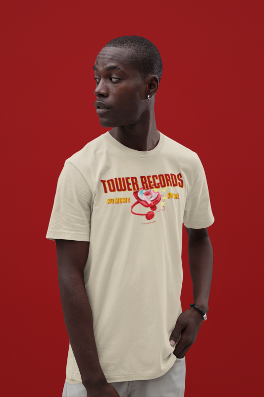 Load image into Gallery viewer, Tower Records No Music No Life Nostalgic Tribute T-Shirt