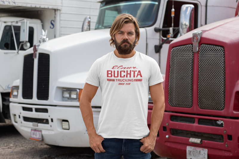 Load image into Gallery viewer, Elmer Buchta Trucking 1938 Distressed Print T-shirt