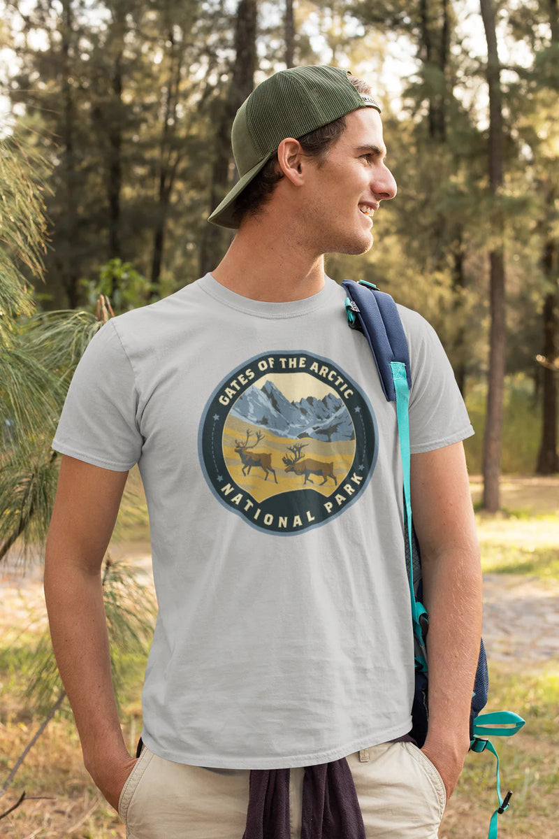 Load image into Gallery viewer, Gates of the Arctic National Park Alaska Round Logo T-shirt