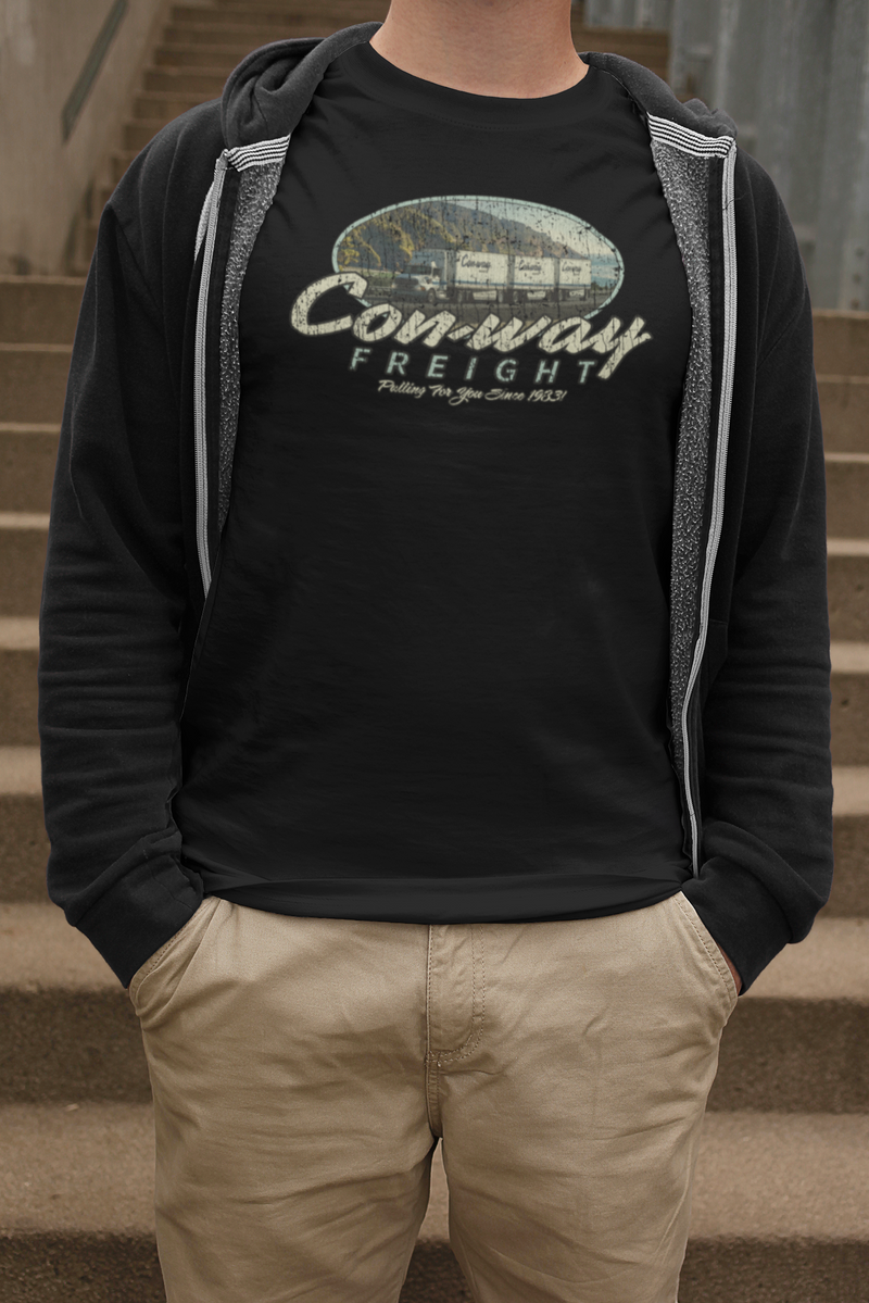 Load image into Gallery viewer, Conway Freight 1983 Trucking Distressed Print T-shirt
