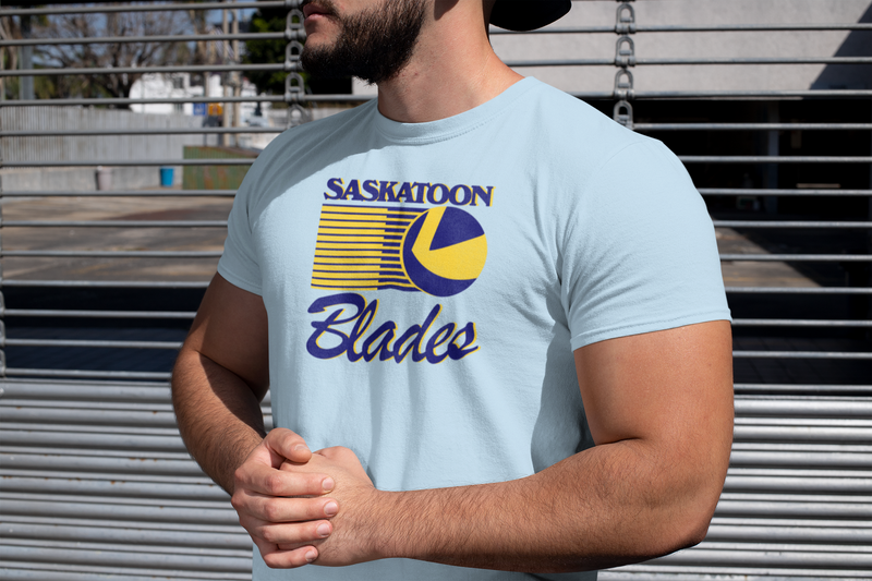 Load image into Gallery viewer, Saskatoon Blades Hockey Team Nostalgic Logo T-shirt