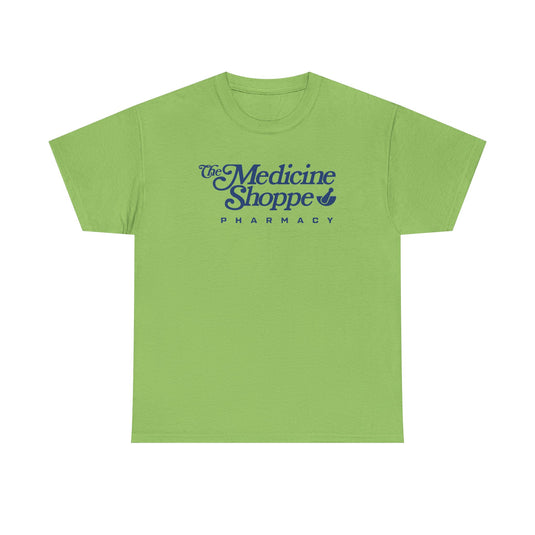 Medicine Shoppe Pharmacy T-Shirt Defunct Drugstore Bankrupt Logo Tee