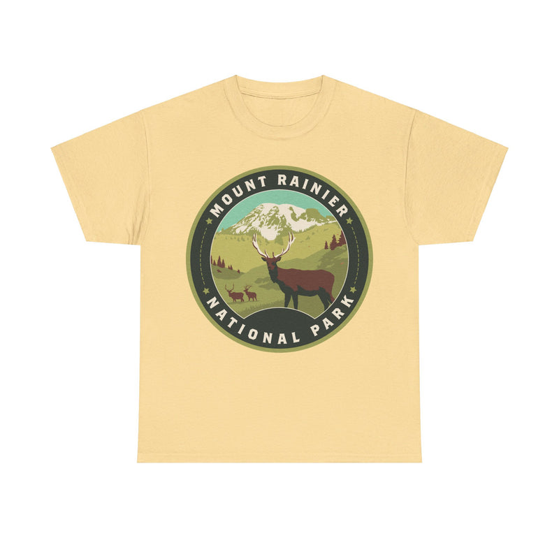 Load image into Gallery viewer, Mount Rainier National Park Washington Round Logo T-shirt
