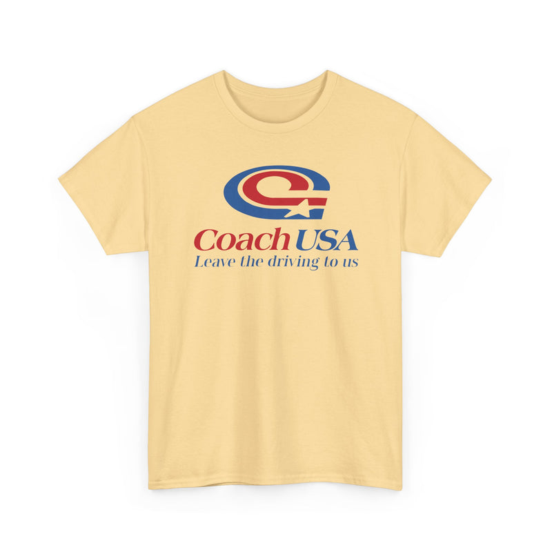 Load image into Gallery viewer, Coach USA Leave The Driving To Us Logo Graphic T-Shirt Rare Defunct Brand Tee
