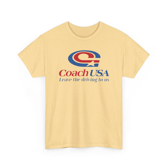 Coach USA Leave The Driving To Us Logo Graphic T-Shirt Rare Defunct Brand Tee