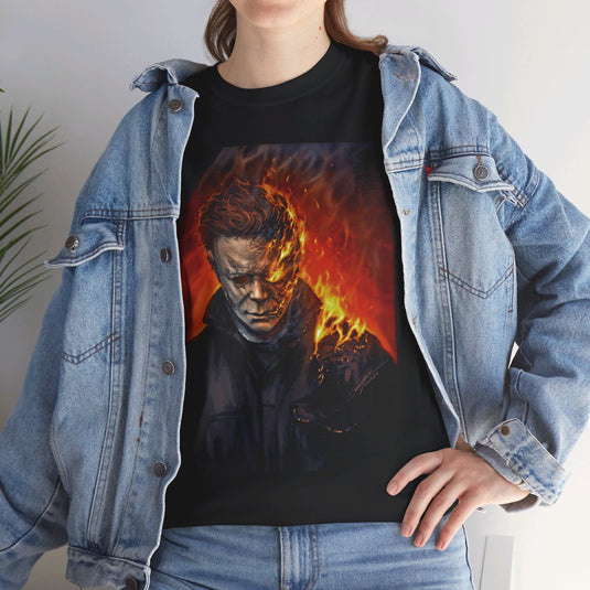 Michael Myers Halloween Flaming Head Movie T-shirt