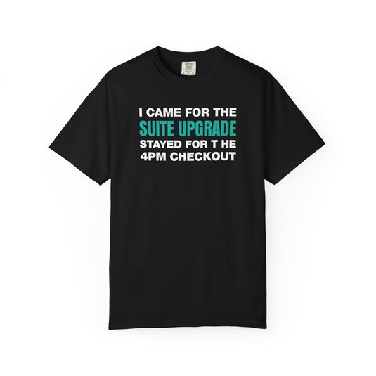 Suite Upgrade Late Checkout Credit Card Points Miles Teal T-shirt