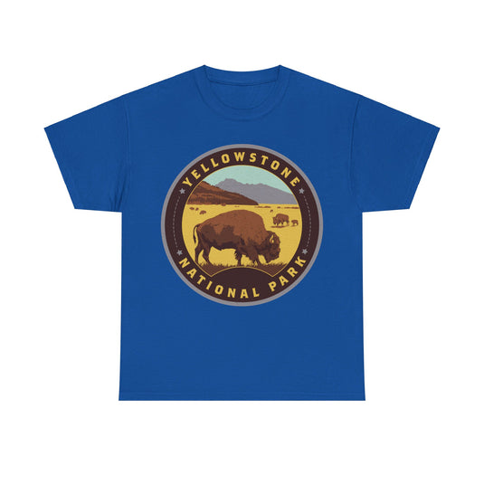 Yellowstone National Park Idaho Montana Wyoming Round Logo T-shirt