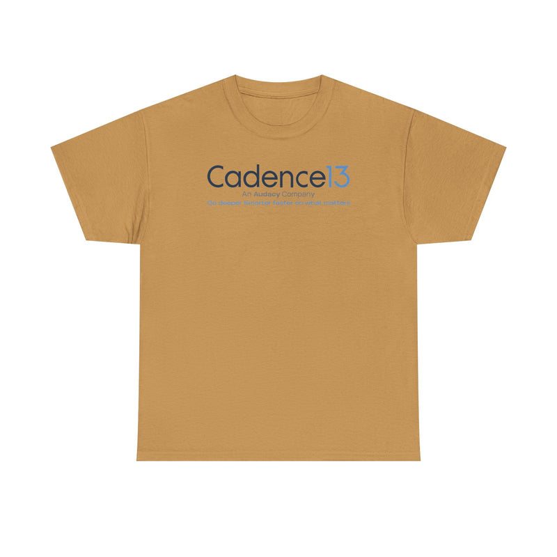 Load image into Gallery viewer, Cadence13 T-Shirt Defunct Audacy Podcast Company Go Deeper Smarter Faster TeeRetry
