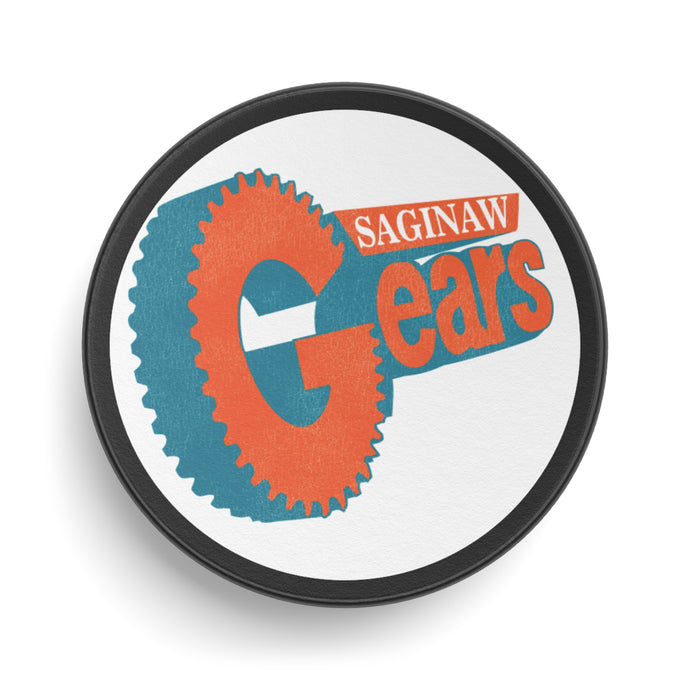 Saginaw Gears Nostalgic Logo Hockey Puck