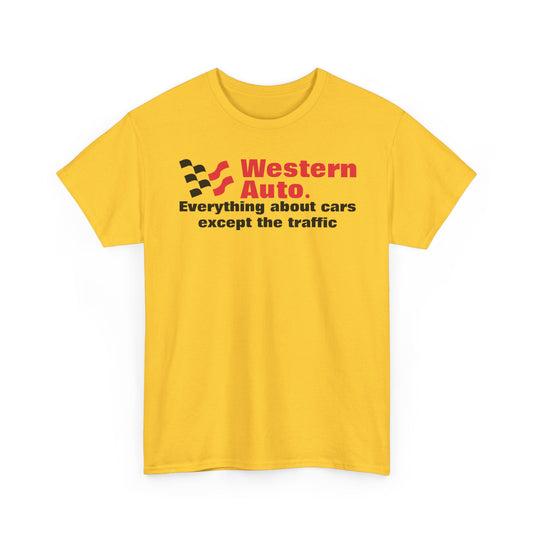 Western Auto Everything About Cars Except the Traffic Checkered Flag T-shirt
