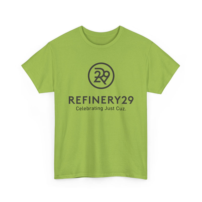 Load image into Gallery viewer, Refinery29 Celebrating Just Cuz T-Shirt Media Brand Logo Tee
