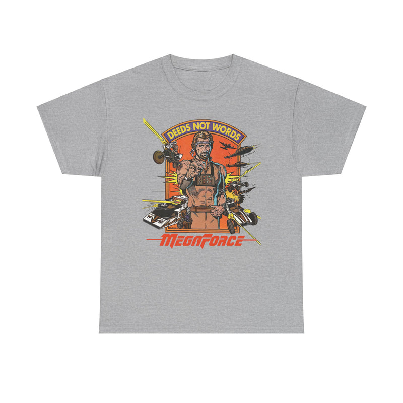 Load image into Gallery viewer, Megaforce Deeds Not Words 1982 Movie T-shirt

