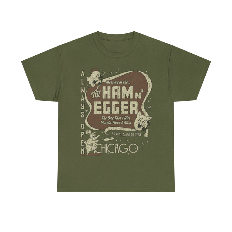 Load image into Gallery viewer, Ham n Egger Chicago 1943 Restaurant Distressed Print T-shirt
