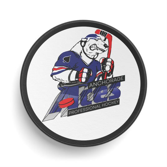 Anchorage Aces Mascot Logo Hockey Puck