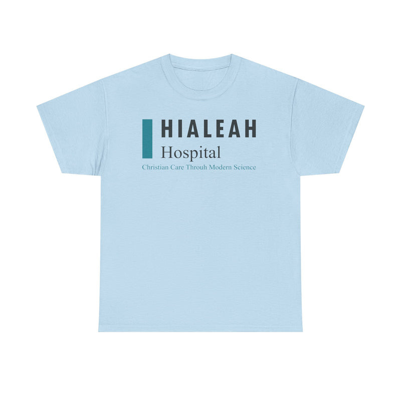 Load image into Gallery viewer, Hialeah Hospital Defunct Logo Christian Care Through Modern Science T-Shirt Medical Tee

