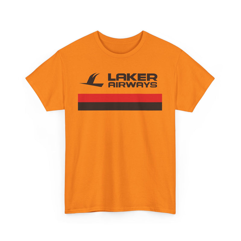 Load image into Gallery viewer, Laker Airways Vintage UK Airline Red Stripe Aviation Memorabilia T-shirt
