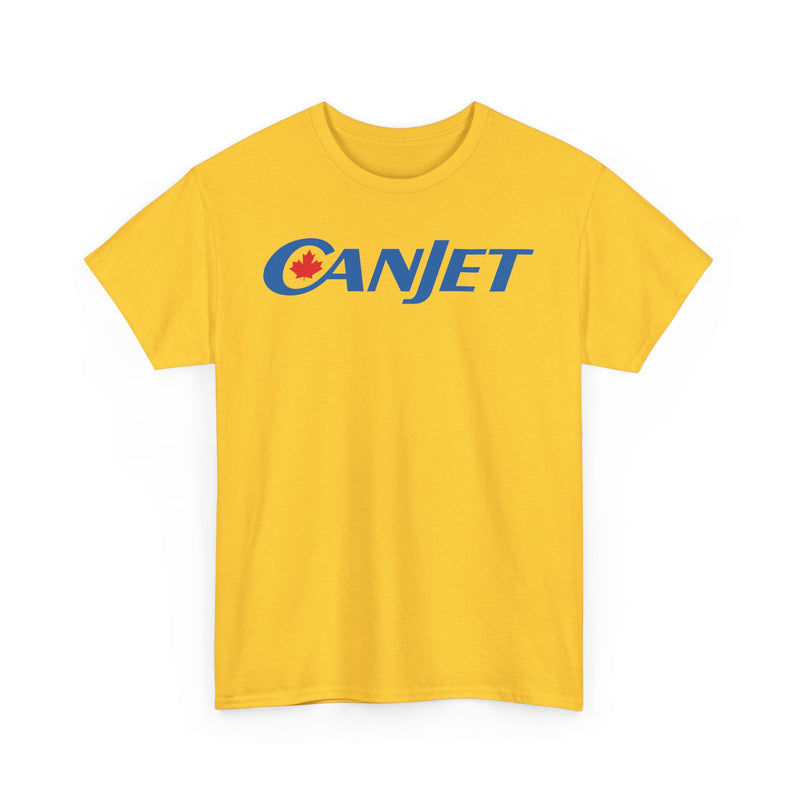 Load image into Gallery viewer, CanJet Canadian Maple Leaf Blue Logo Aviation Memorabilia T-shirt
