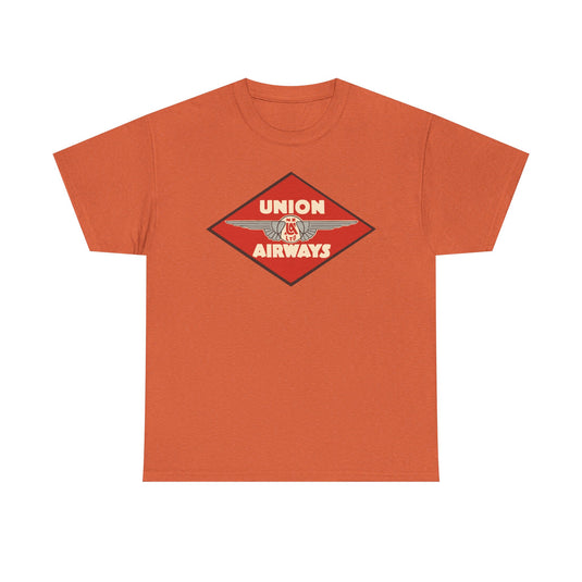 Union Airways NZ Red Diamond Winged Logo New Zealand Aviation T-shirt
