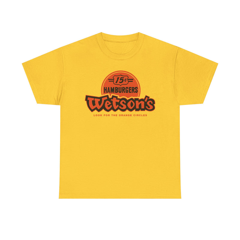 Load image into Gallery viewer, Wetson&#39;s 15¢ Hamburgers Orange Circles Vintage Logo Chain Restaurant T-Shirt
