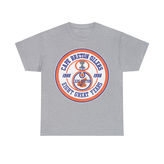 Cape Breton Oilers 8 Great Years Hockey Team Logo T-shirt