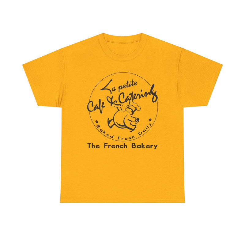 Load image into Gallery viewer, La Petite Cafe &amp; Catering French Bakery Vintage Logo Classic Food T-Shirt
