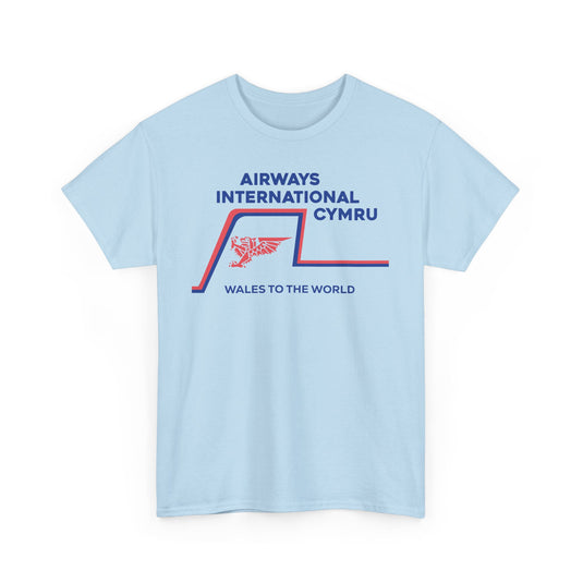 Airways International Cymru Wales To The World Vintage Airline Logo T-shirt