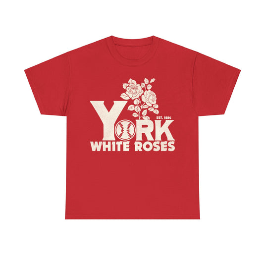 York White Roses Nostalgic Retro Baseball Team T-shirt