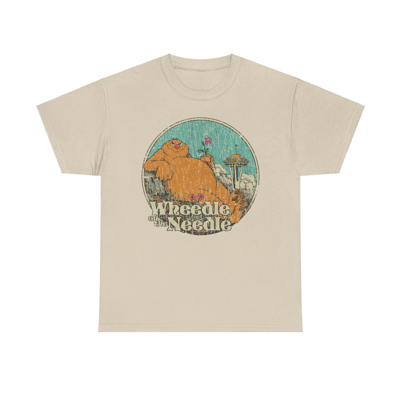 Load image into Gallery viewer, Wheedle on the Needle 1974 Seattle Washington Nostalgic Illustrated Book T-shirt
