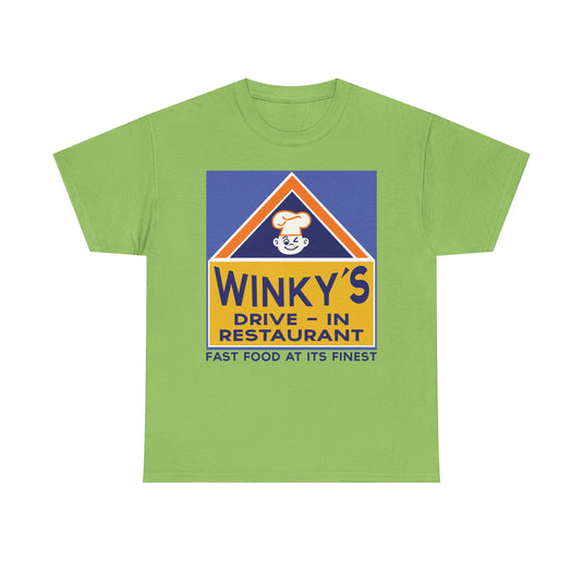Winky's Drive-In Restaurant Fast Food Vintage Logo Chain T-Shirt