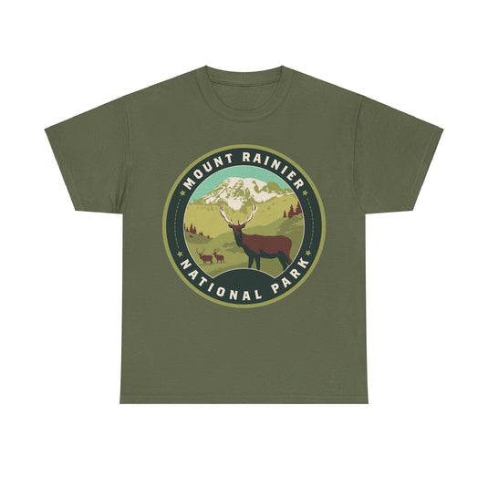 Mount Rainier National Park Washington Round Logo T-shirt