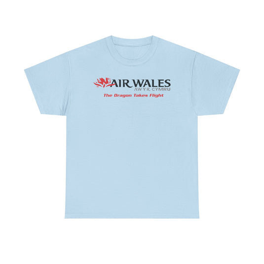 Air Wales The Dragon Takes Flight Vintage Welsh Airline Logo Aviation T-shirt