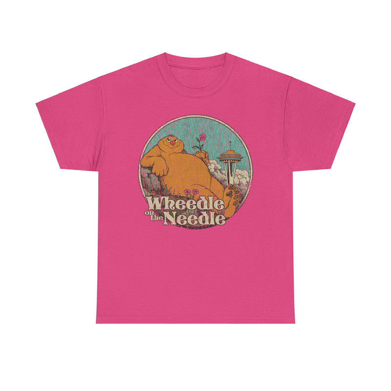 Load image into Gallery viewer, Wheedle on the Needle 1974 Seattle Washington Nostalgic Illustrated Book T-shirt
