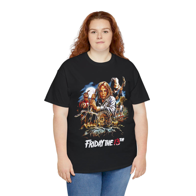 Load image into Gallery viewer, Friday the 13th Horror Movie Pitchfork T-shirt
