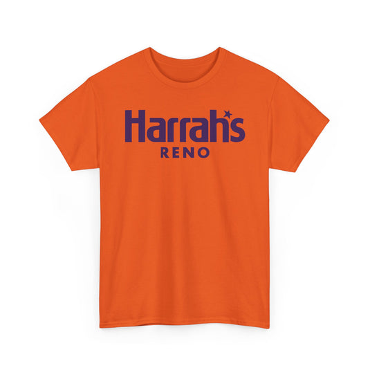 Harrah’s Reno Defunct Casino Logo Purple Graphic T-Shirt Nevada Gambling Resort Tee