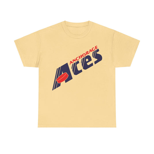 Anchorage Aces Slant Logo PSHL Hockey 1989 Nostalgic Retro T-shirt